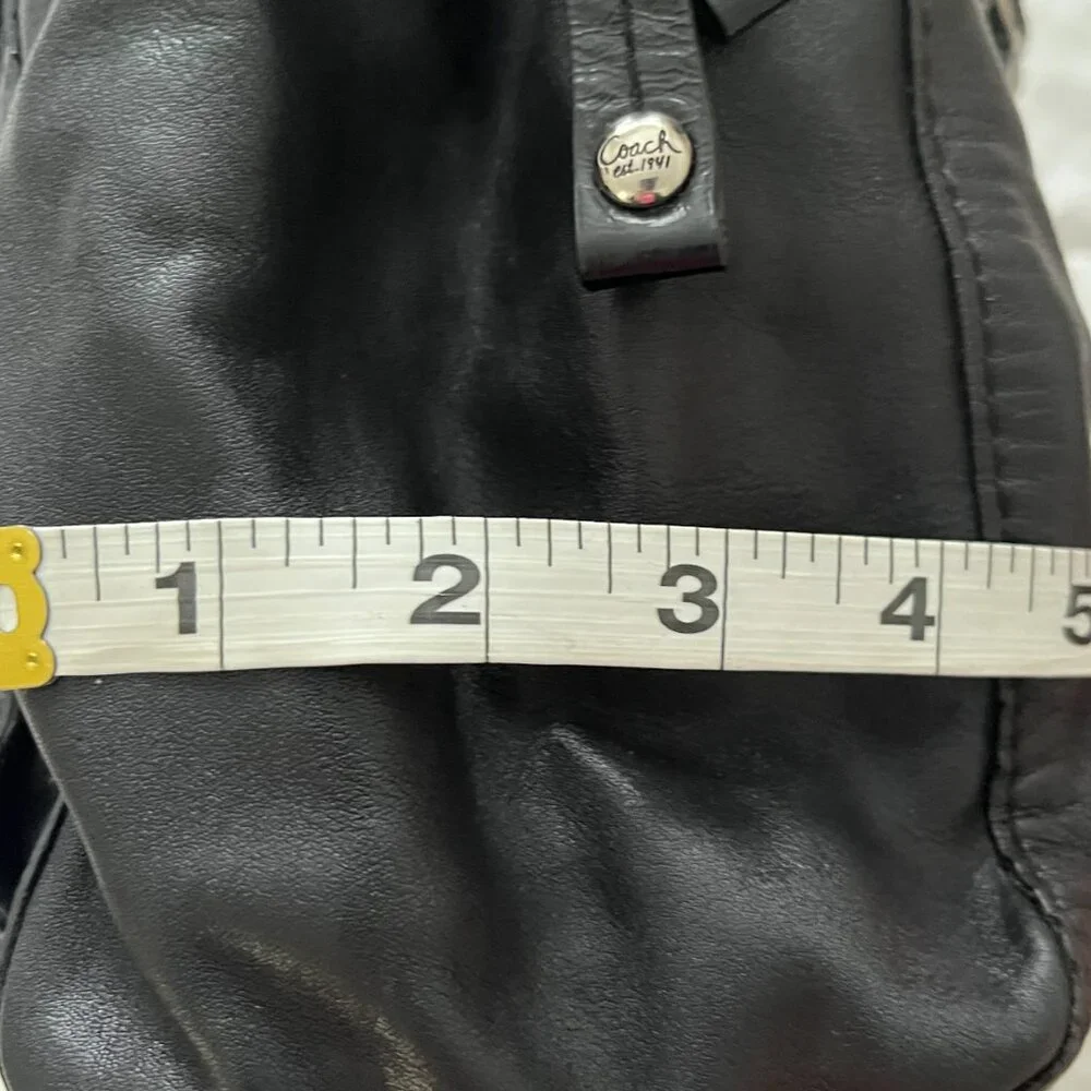 Coach Peyton Large Black Leather Shoulder Bag 14510 - Picture 8 of 14